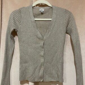 A NEW DAY button up cardigan, v-neck, gold metallic